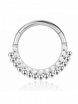TIT-KL-002 Пирсинг-кольцо в нос из титана с кристаллами