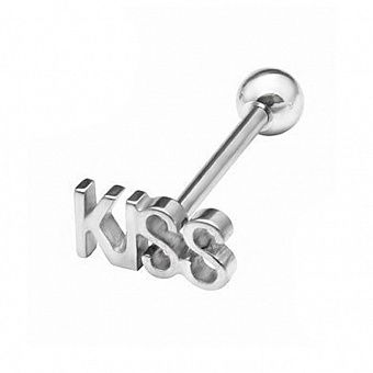 PR-SN-040 Пирсинг в язык штанга серебристая KISS