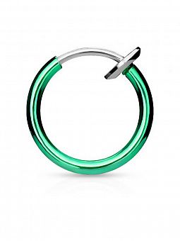 PR-KL-081 Пирсинг обманка в нос или губу зеленое кольцо