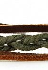 ST088 Браслет веревочный с кожаными полосками болотно-коричневый