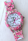 CH18 Часы для девукшки розовые с цветочным узором