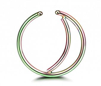 PR-KL-035 Пирсинг кольцо для носа, уха разноцветное с месяцем