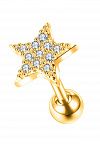 PR-MBN-058 Пирсинг микроштанга звезда с кристаллами золотая