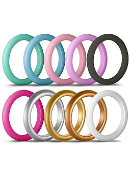 SLK-RING-002 Кольца силиконовые тонкие цветные набор (10 шт.)