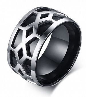 MK50 Стальное кольцо черное с узором