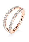 TIT-KL-027 Пирсинг кольцо из титана двойное розовое золото с фианитами