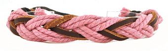 ST080 Браслет веревочный розовый с плетением елочка