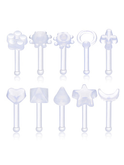 PR-NS-052 Пирсинг набор прозрачных нострил из биопластика PR-NS-052 Пирсинг набор прозрачных нострил из биопластика