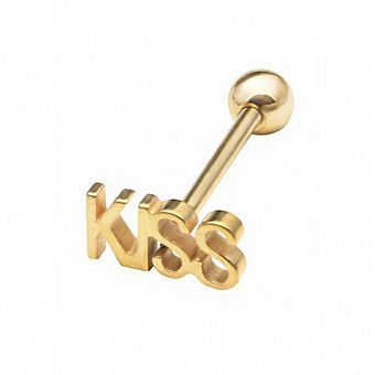 PR-SN-036 Пирсинг в язык штанга золотая KISS