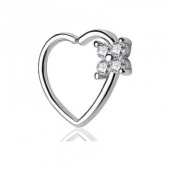 PR-KL-005 Кольцо сердце с цветком
