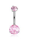 TIT-PP-011 Пирсинг в пупок из титана с розовыми кристаллами
